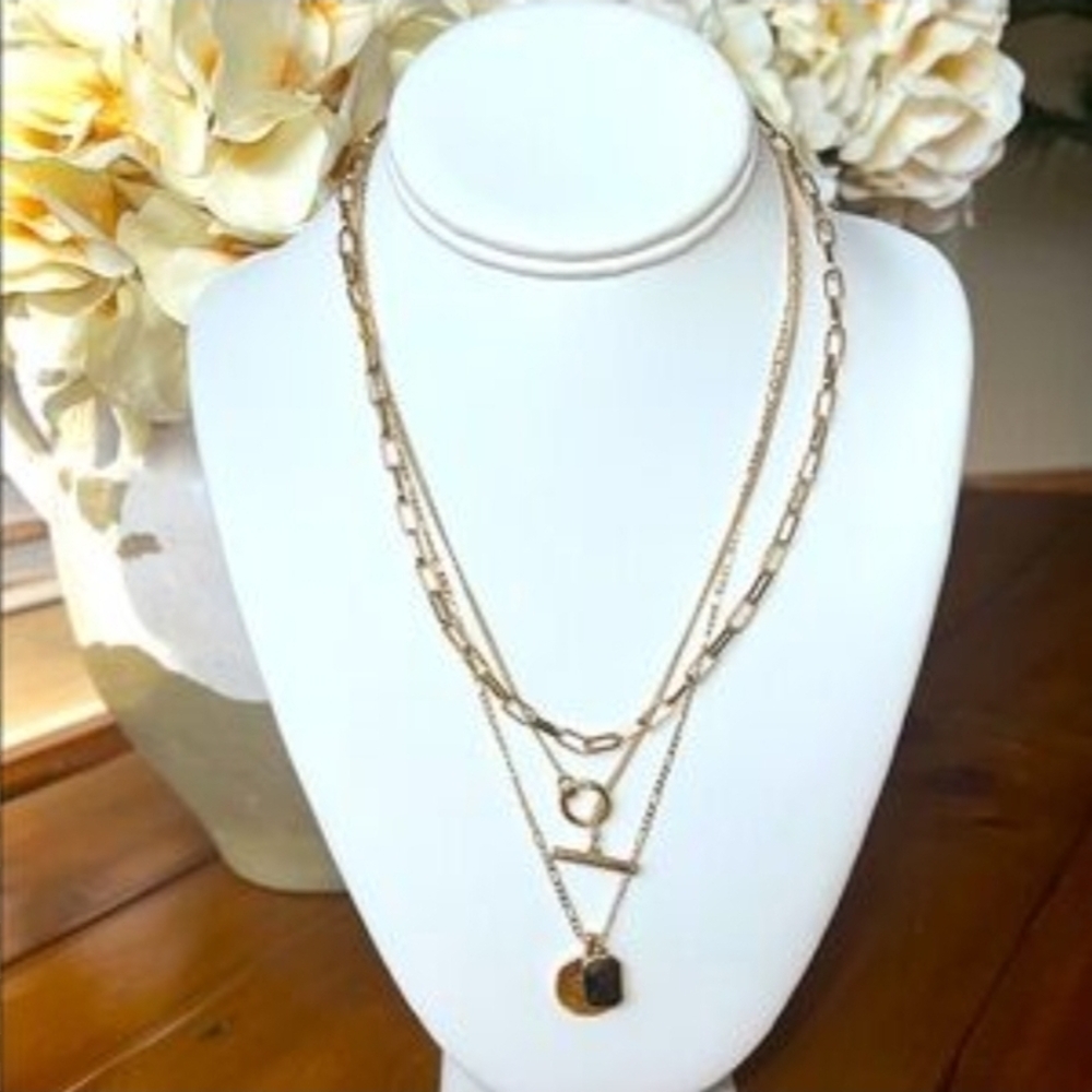 J. Crew Gold Layered Coin and Toggle Necklace Set - Picture 3 of 6